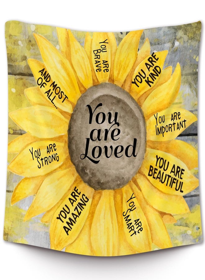 XLDLIOO Vintage Inspirational Sunflower Wall Tapestry, You Are Loved Kind Tapestry Hanging for Kids Girly Room Classroom, Rustic Summer Tapestries Wall Decor Art for Bedroom Dorm Living Room 50x60in - Image 1